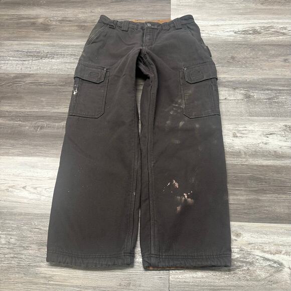 Duluth Trading Gray Tan Men 34x29 Relaxed Fit Fleece Workwear Hiking Cargo Pants - Picture 2 of 12